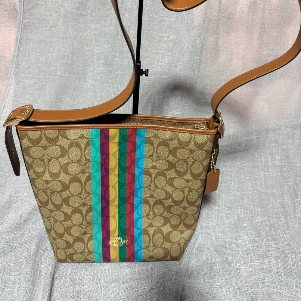 Coach Logo Print Crossbody with Colorful Stripes 🎨👜